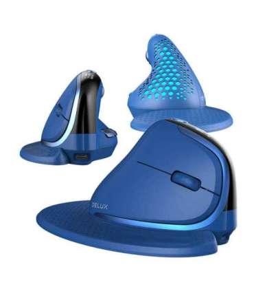 Bezprzewodowa mysz pionowa Delux M618XSD BT+2.4G RGB (niebieska)