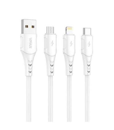 USB to Micro USB cable VFAN Colorful X12, 3A, 1m (white)
