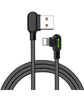 Angle USB Lightning Cable Mcdodo CA-4671 LED, 1.2m (Black)