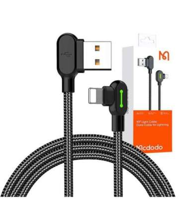 USB to Lightning cable, Mcdodo CA-4673, angled, 1.8m (black)