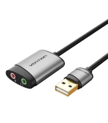 External USB Sound Card Vention CDKHB, TRS 3.5mm, 0.15m (gray)