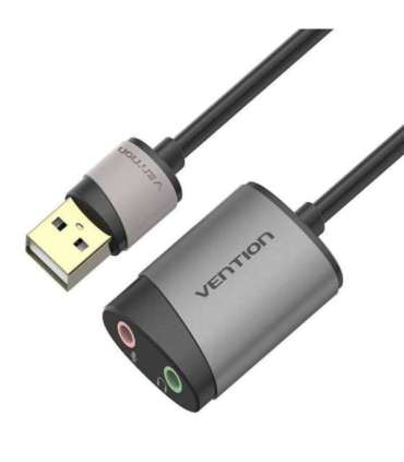 External USB Sound Card Vention CDKHB, TRS 3.5mm, 0.15m (gray)