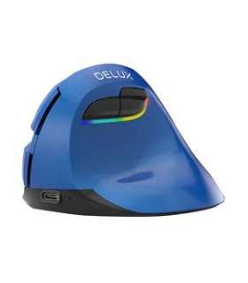 Wireless Vertical Mouse Delux M618Mini BT4.0 + 2.4Ghz 4000DPI RGB (blue)