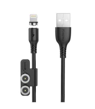 Foneng X62 Magnetic 3in1 USB to USB-C / Lightning / Micro USB Cable, 2.4A, 1m (Black)