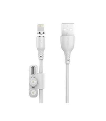 Foneng X62 Magnetic 3in1 USB to USB-C / Lightning / Micro USB Cable, 2.4A, 1m (White)