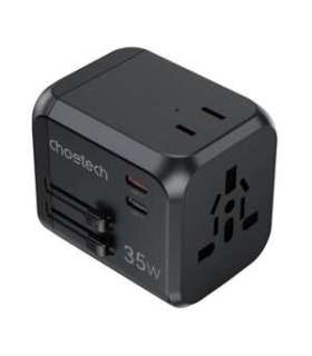 Choetech PD5008 travel charger, 3xUSB-A, 2xUSB-C, GaN, 35W, US/EU/UK/AU (black)