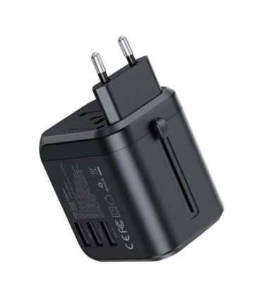 Choetech PD5008 travel charger, 3xUSB-A, 2xUSB-C, GaN, 35W, US/EU/UK/AU (black)