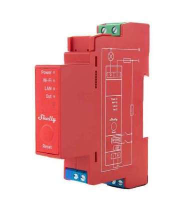 DIN Rail Smart Switch Shelly Pro 1PM with power metering, 1 channel
