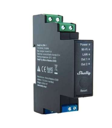 DIN Rail Smart Switch Shelly Pro 2PM with power metering, 2 channels