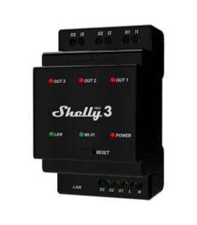DIN Rail Smart Switch Shelly Pro 3 with dry contacts, 3 channels