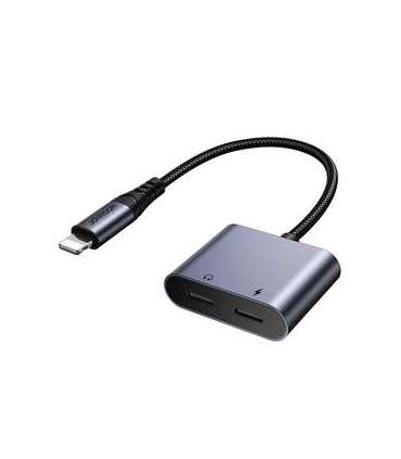 2-in-1 Audio adapter Joyroom SY-L02 Lightning to Double Lightning (black)