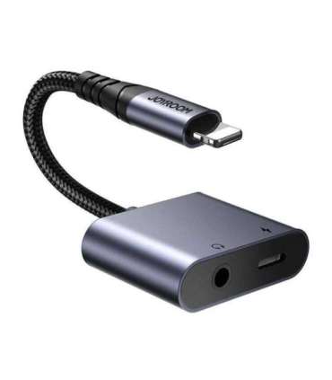 2-in-1 Audio adapter Joyroom SY-L01 Lightning to 3.5mm + Lightning (black)