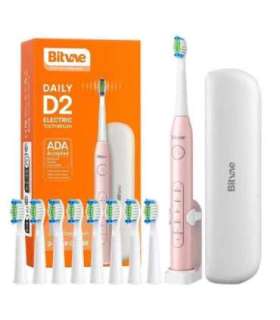 Sonic toothbrush with tips set, holder and case D2 (pink)