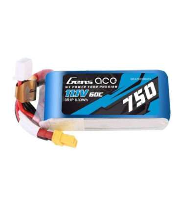 Gens Ace 750mAH 11.1V 60C 3S1P Lipo battery with XT30 connector