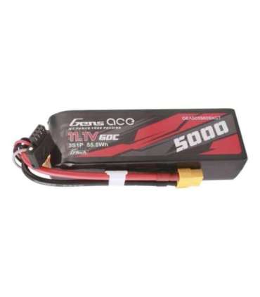 Gens ace G-Tech 5000mAh 11.1V 60C 3S1P Short-Size Lipo With XT60 Plug
