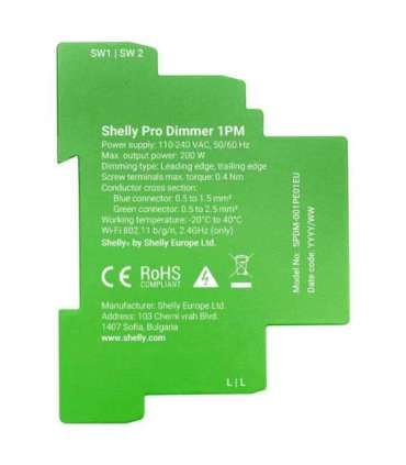 DIN Rail Smart Switch Shelly Pro Dimmer , 1 channels