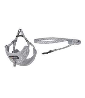 Dogness walking set leash+harness for dog (light gray)