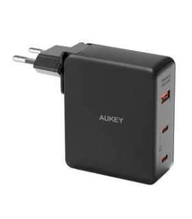Wall charger Aukey PA-B7O, 1xUSB-A, 2xUSB-C, 140W GaN (black)