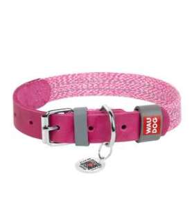 Classic Dog collar with QR code Waudog size M pink