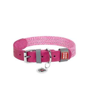 Classic Dog collar with QR code Waudog size M pink