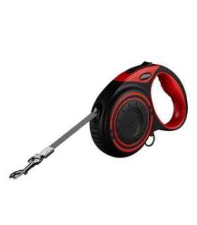 Dogness automatic leash with flashlight and bag container (red)