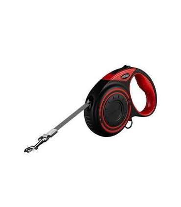 Dogness automatic leash with flashlight and bag container (red)