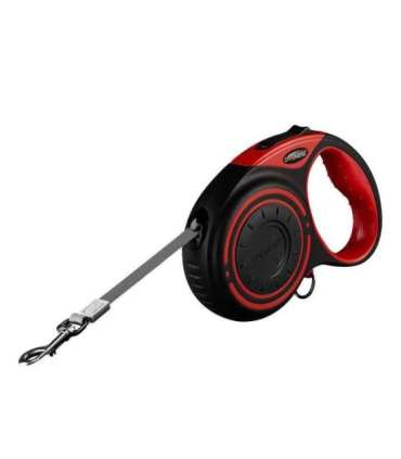 Dogness automatic leash with flashlight and bag container (red)