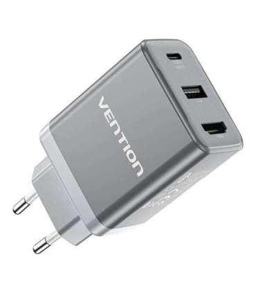 Vention FJAH0-EU USB(C+A)+HDMI GaN mains charger (60W/5W/4K@60Hz) (grey)