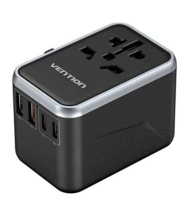 Vention FJFB0 GaN 2xUSB-C 2xUSB-A Universal Travel Adapter 65W (black)