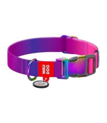 Waudog gradient nylon dog collar with QR code, purple , size XL
