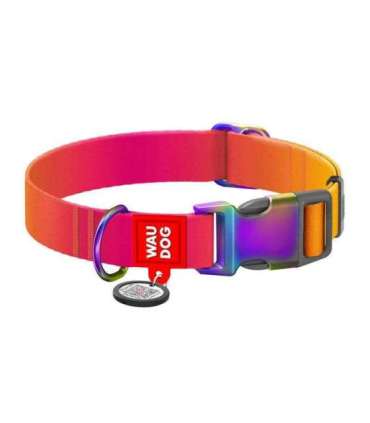Waudog gradient nylon dog collar with QR code, orange , size L