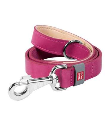 WAUDOG natural leather dog leash 20 mm wide, 122 cm long pink