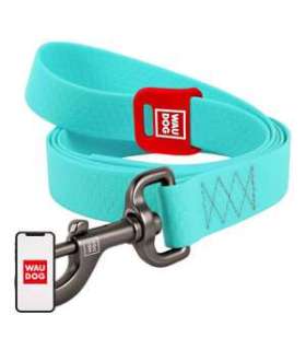 WAUDOG waterproof luminescent dog leash 25mm wide, 183 cm long turquoise