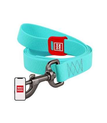 WAUDOG waterproof luminescent dog leash 25mm wide, 183 cm long turquoise