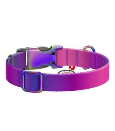 Nylon dog collar with QR code WAUDOG 15 mm wide, 25-35 cm long purple