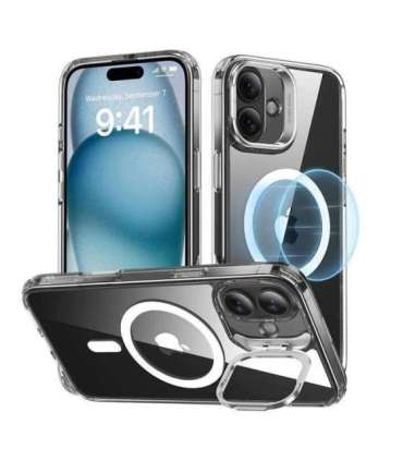 ESR Classic Hybrid (HaloLock) case with stand for iPhone 16 Plus (transparent)