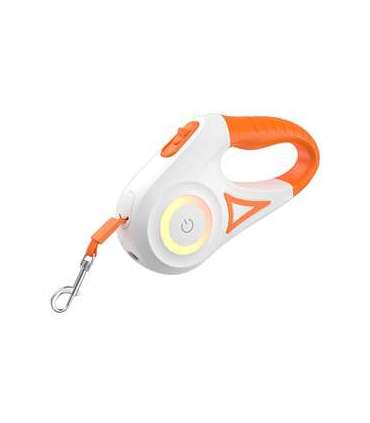 Rojeco Dog Automatic Leash LED 5 m (white and orange)