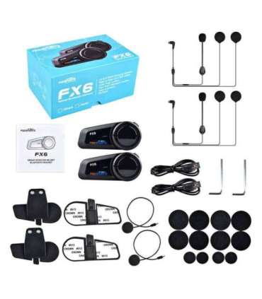Fodsports FX6 motorcycle intercom two-pack (black)