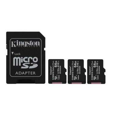 MEMORY MICRO SDXC 64GB UHS-I/3PACK SDCS2/64GB-3P1A KINGSTON