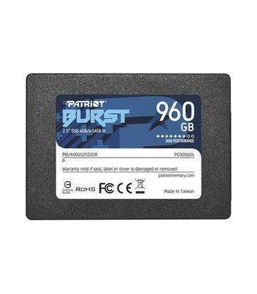 SSD|PATRIOT|Burst Elite|960GB|SATA 3.0|3D NAND|Write speed 320 MBytes/sec|Read speed 450 MBytes/sec|2,5"|TBW 400 TB|PBE960GS25SS