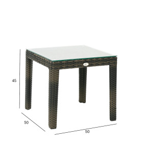 Abilaud WICKER 50x50xH45cm, tumepruun, alumiinium, plastikpunutis