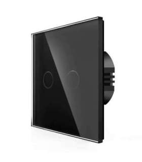 Spring Two Gang, One Way Touch Switch, Glass Black