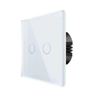 Spring Two Gang, One Way Touch Switch, Glass White