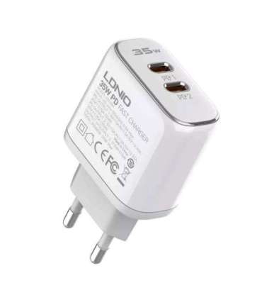 Wall charger LDNIO A2528M 2USB-C for Apple + USB-C - Lightning Cable
