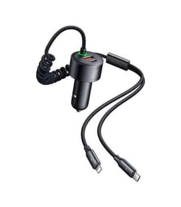 Mcdodo CC-0370 car charger, USB-C, Lightning, 120W, retractable cables
