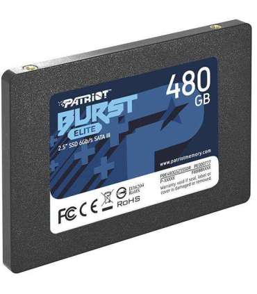 SSD|PATRIOT|Burst Elite|480GB|SATA 3.0|3D NAND|Write speed 320 MBytes/sec|Read speed 450 MBytes/sec|2,5"|TBW 200 TB|PBE480GS25SS