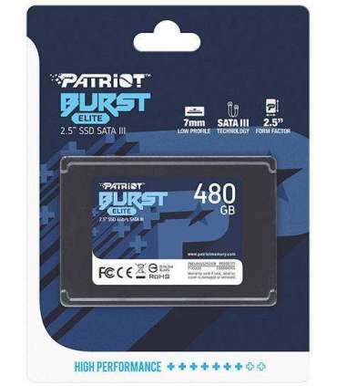 SSD|PATRIOT|Burst Elite|480GB|SATA 3.0|3D NAND|Write speed 320 MBytes/sec|Read speed 450 MBytes/sec|2,5"|TBW 200 TB|PBE480GS25SS
