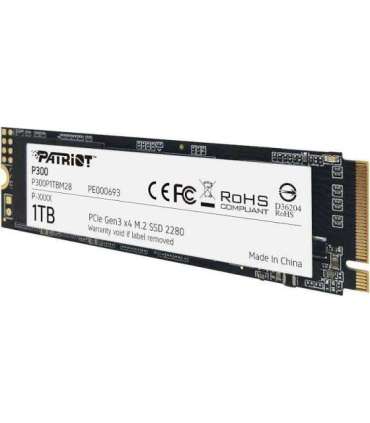 SSD|PATRIOT|P300|1TB|M.2|PCIE|NVMe|3D NAND|Write speed 1650 MBytes/sec|Read speed 2100 MBytes/sec|3.8mm|TBW 480 TB|P300P1TBM28