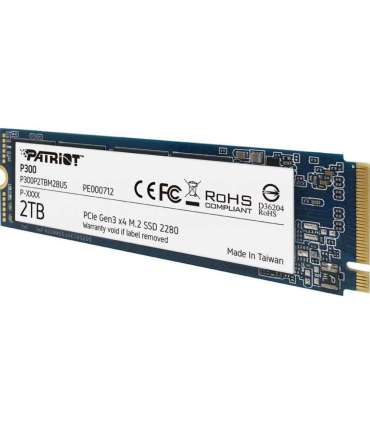 SSD|PATRIOT|P300|2TB|M.2|PCIE|NVMe|QLC|Write speed 1650 MBytes/sec|Read speed 2100 MBytes/sec|3.8mm|TBW 960 TB|P300P2TBM28