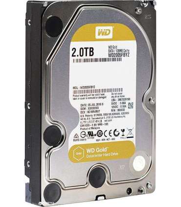 HDD|WESTERN DIGITAL|Gold|2TB|SATA 3.0|128 MB|7200 rpm|3,5"|WD2005FBYZ